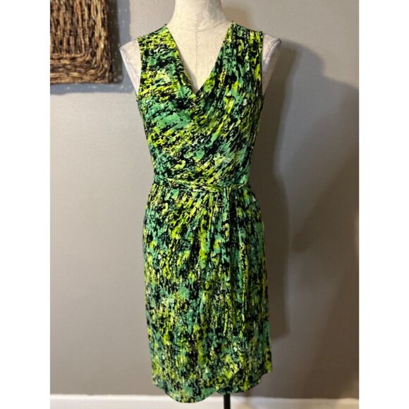 BCBGMaxAzria Meri Dress Black Green S Small Sleeveless Colorful Stretch Sheath - Picture 5 of 10